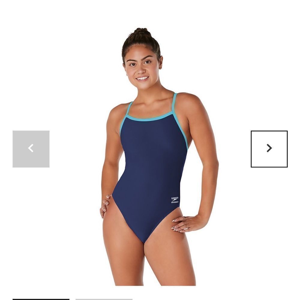 Women's Solid Flyback Training One Piece Blue Endurance+ 14/40